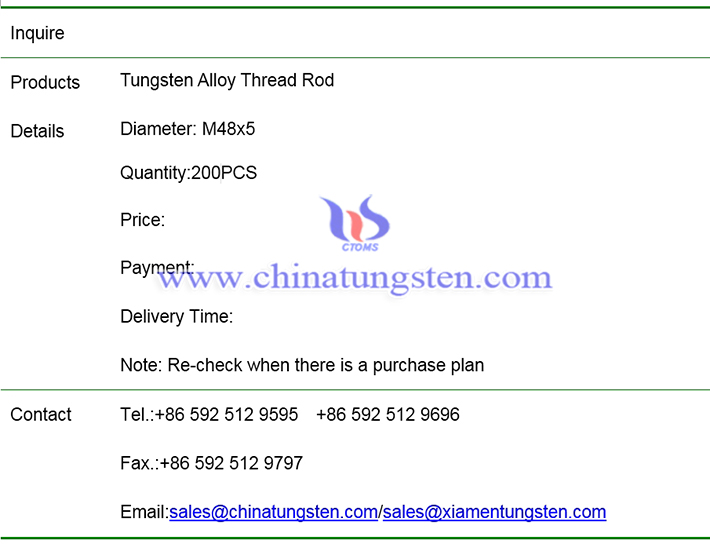 tungsten alloy thread rod price image