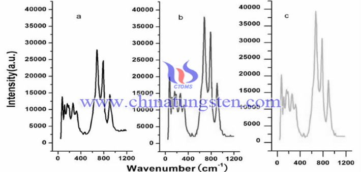 不同浓度Na2SO4添加剂时所得WO3的Ramam图谱