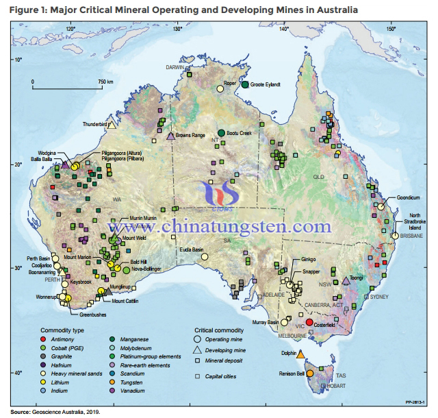 澳大利亚主要关键矿产经营开发