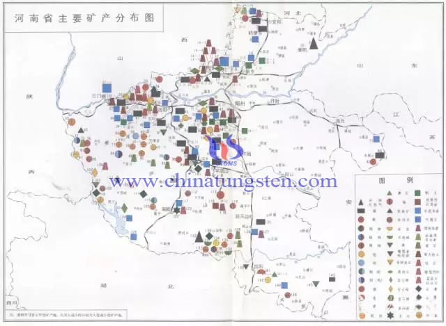 河南省主要矿产分布图