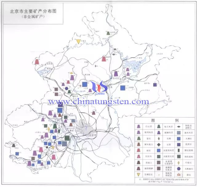 北京市主要矿产分布图-非金属矿产