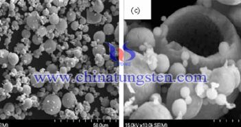 SEM of ammonium metatungstate dried by airflow spray drying picture